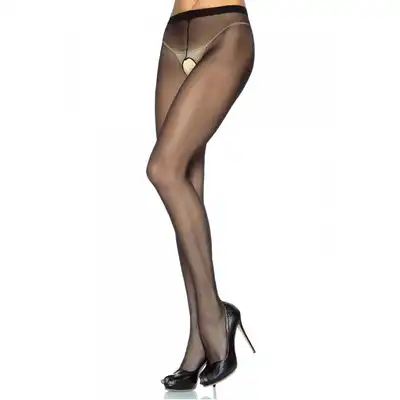 Leg Avenue - Sheer Crotchless Pantyhose. Kuszące rajstopy z dziurką w kroku. 