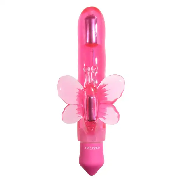 Evolved - Slenders Flutter Pink. Różowy wibrator do stymulacji punktu G oraz łechtaczki za pomocą skrzydełek motyla