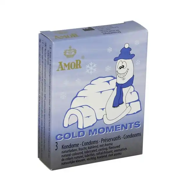 Amor - Cold Moments. Zestaw chłodzących prezerwatyw o aromacie mięty.