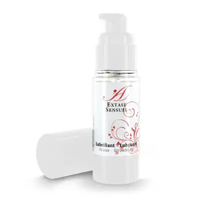 Extase Sensuel - Lubricant Strawberry 30 ml. Cudownie truskawkowy smakowy żel poślizgowy na bazie wody. Mega sale!