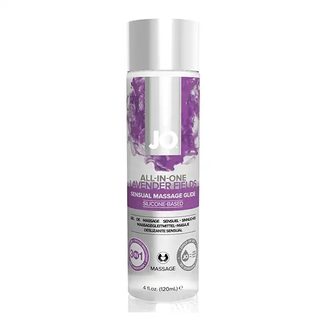System Jo - All-In-One Sensual Massage Lavender 120 ml. Silikonowy żel poślizgowy i do masażu z olejkiem lawendowym. 