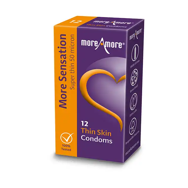 MoreAmore - Thin Skin 12 szt. Supercienkie ekologiczne prezerwatywy z wysokiej jakości lateksu 