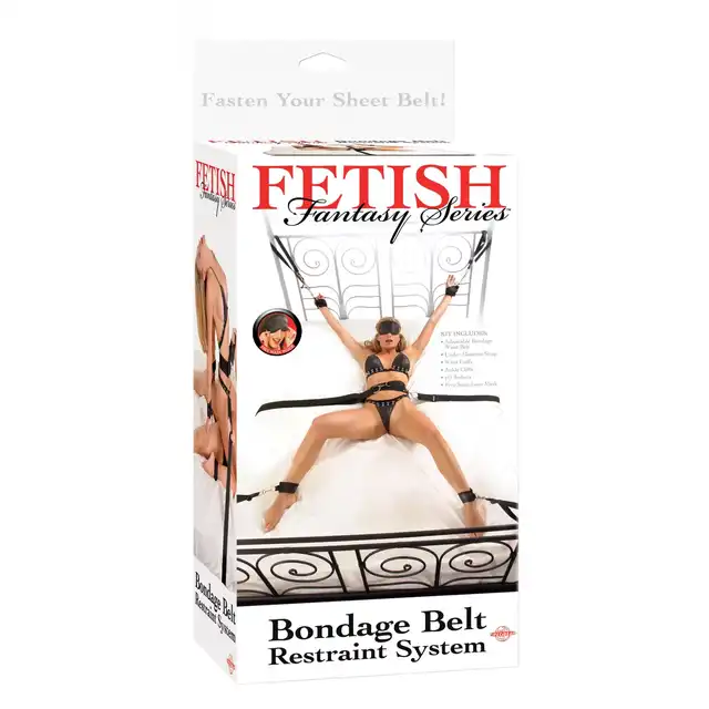 Fetish Fantasy - Belt Restraint System. Unikalny zestaw pasów i kajdanek do wiązania w łóżku 