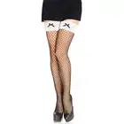 Leg Avenue - 85106 Industrial Net Thigh Highs. Czarne kabaretki z kokardką. One Size.