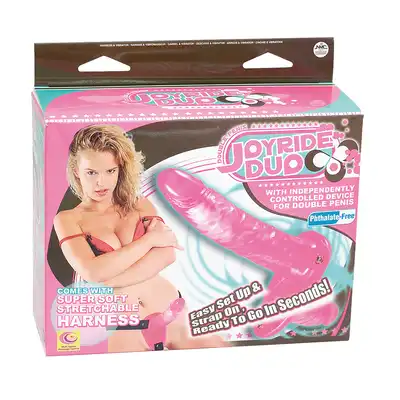 NMC - Joyride Duo Pink. Super strap on z podwójnym dildo. Wibrujące dildo, bez ftalanów. 