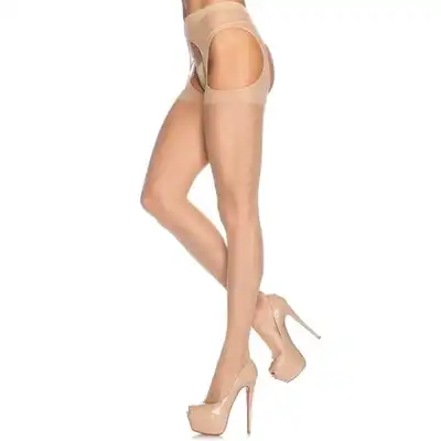 Leg Avenue - Suspender S/L. Seksowne cieliste pończochy z pasem 