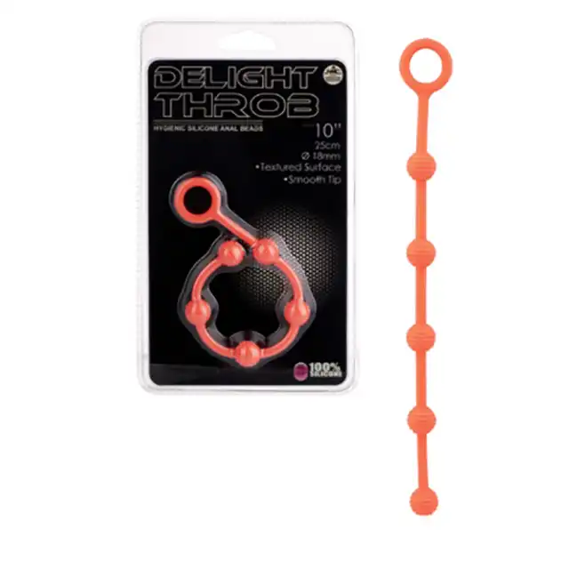 DELIGHT THROB ANAL BEADS 9,5" ORANGE - brak na necie