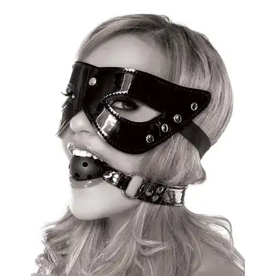Fetish Fantasy - Masquerade Mask &amp; Ballgag. Pakiet piękna maska i praktyczny knebel z otworami. 