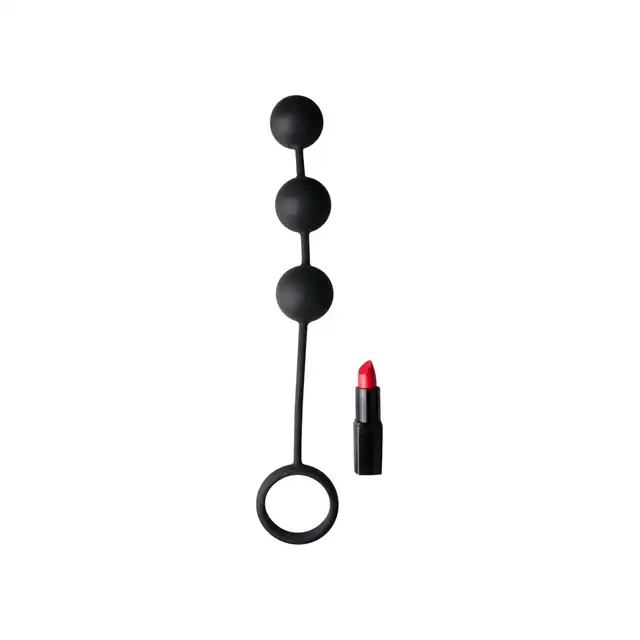 Tom of Finland - Silicone Cock Ring with 3 Weighted Balls. Super ciężkie, silne kulki analne z pierścieniem na penisa. 