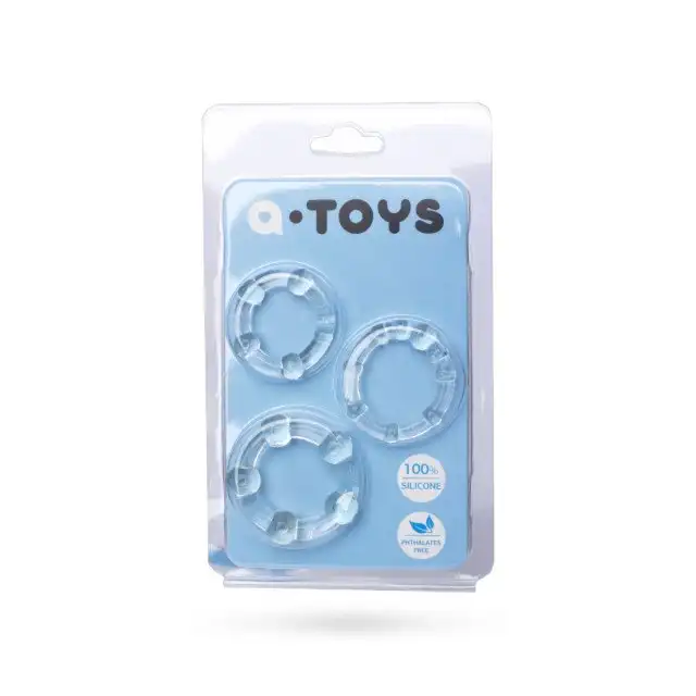 A-Toys - Transparent Cock Rings Set. Zestaw trzech przezroczystych pierścieni na penisa. Przedłużenie i wzmocnienie erekcji