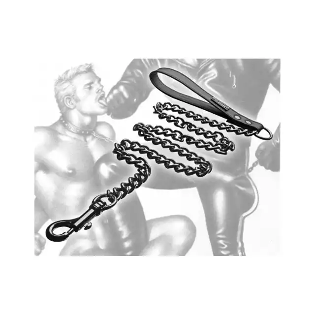 Tom Of Finland - Neoprene Gun Metal Leash. Ultra wytrzymała i mocna metalowa smycz. 