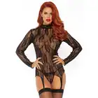 Leg Avenue - Lace Garter Top And G-String. Delikatny koronkowy gorset ze stringami! Kobiecy i seksowny komplet.  