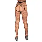 Roxana - 6134 L/XL. Rajstopy kabaretki z seksownymi i podreślającymi nogi wycięciami, otwarty krok i klasyczna czerń