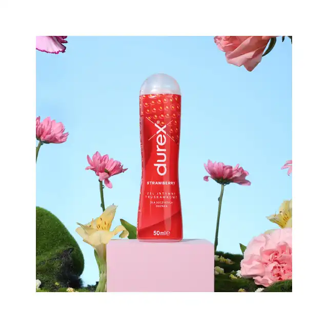 Durex - Lubrykant truskawkowy. 50ml. Do seksu waginalnego, oralnego i analnego. Besteller!
