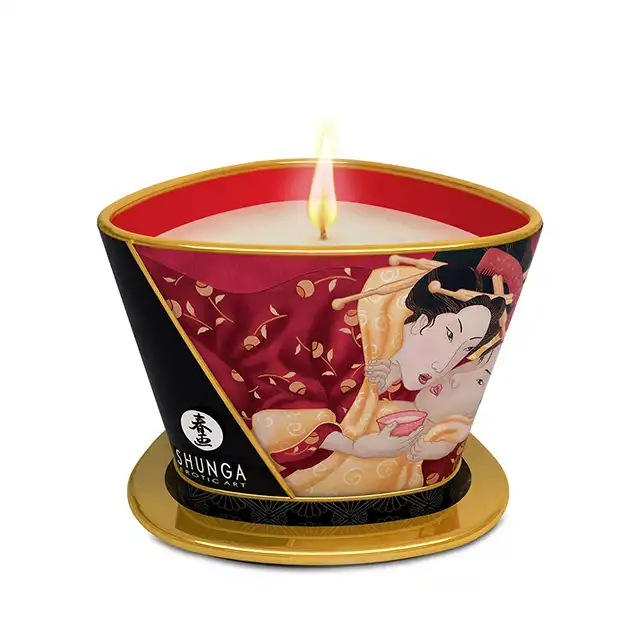 Shunga- Świeczka do masażu o zapachu truskawki 170 ml