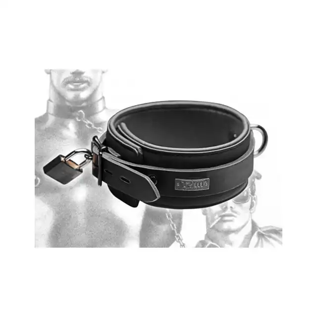 Tom Of Finland - Neoprene Locking Collar. Solidny neoprenowy zniewalający kołnierz. 