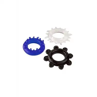 A-Toys - Cockrings set. Zestaw 3 ringów z wypustkami dla intensywniejszej stymulacji i silniejszej erekcji