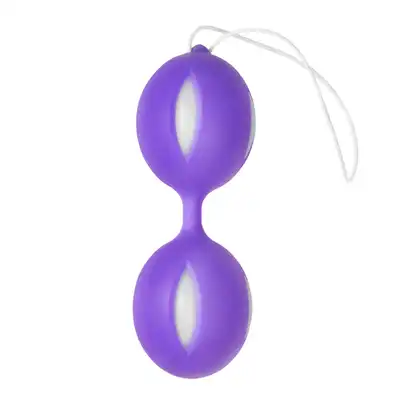 EasyToys - Wiggle Duo Kegel Ball - Purple/White. Kulki gejszy. Fioletowo białe. Z przeciwwagą.