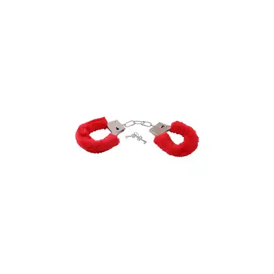 Toyz 4 Lovers - Furry Handcuffs Red. Kajdanki z futerkiem. Czerwone. 2 kluczyki. Seria Bestseller!