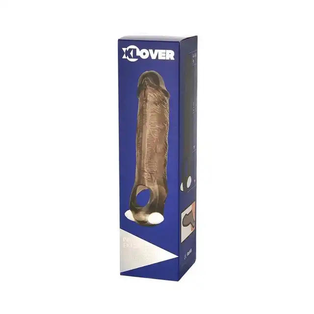 XLover - Penis Extender. Czarna wibrująca nakładka powiększająca penisa. 