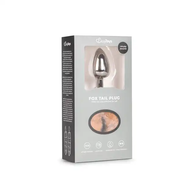 EasyToys - Fox Tail Plug No. 8 - Silver Korek analny lisia kita. Ogon 37cm.
