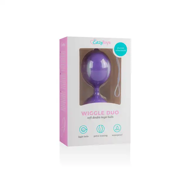EasyToys - Wiggle Duo Kegel Ball - Purple/White. Kulki gejszy. Fioletowo białe. Z przeciwwagą.