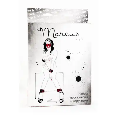 Marcus - Red Set Valentine. Czerwono-czarny zmysłowy zestaw. Kajdanki i opaska na oczy. 