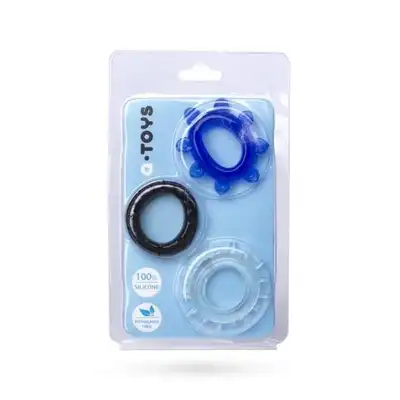 A-Toys - Cockrings set. Zestaw 3 ringów z wypustkami dla intensywniejszej stymulacji i silniejszej erekcji