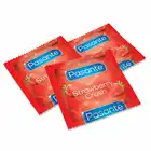 Pasante - Strawberry Crush 3 szt. Czerwone prezerwatywy o smaku i zapachu soczystej truskawki 