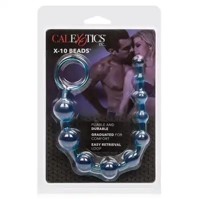 Calexotics - X-10 Beads. Żelowe, niebieskie koraliki analne