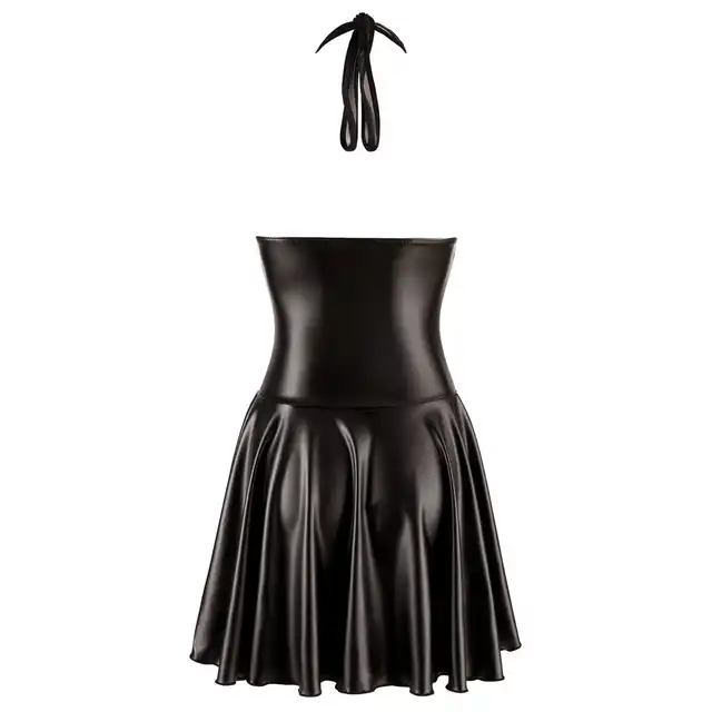 Noir Handmade - Black Dress XL. Seksowna i elegancka sukienka z prześwitującym biustem i rozkloszowaną spódnicą 