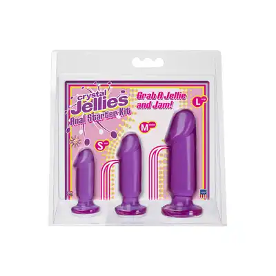 Crystal Jellies - Anal starter Kit Purple. Zestaw analny treningowy. Trzy korki S,M,XL. Made in the USA
