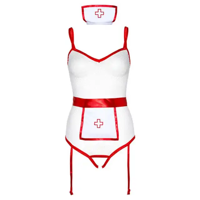 Leg Avenue - Sexy Nurse Set O/S. Bardzo seksowny strój pielęgniarki z czepkiem i kokardką 