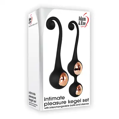Adam &amp; Eve - Intimate Pleasure Kegel Set. Czarno-złoty luksusowy pakiet kulek gejszy. 3 kulki  S,M i XL