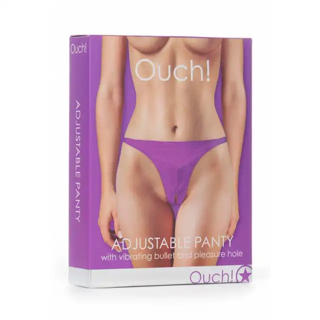 Ouch! - Adjustable Panty Purple. Fioletowe stringi z bulletem wibrującym