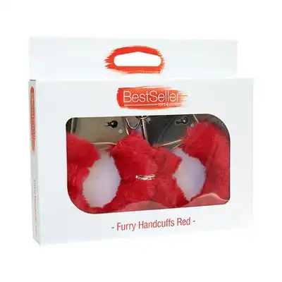 Toyz 4 Lovers - Furry Handcuffs Red. Kajdanki z futerkiem. Czerwone. 2 kluczyki. Seria Bestseller!