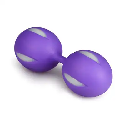 EasyToys - Wiggle Duo Kegel Ball - Purple/White. Kulki gejszy. Fioletowo białe. Z przeciwwagą.