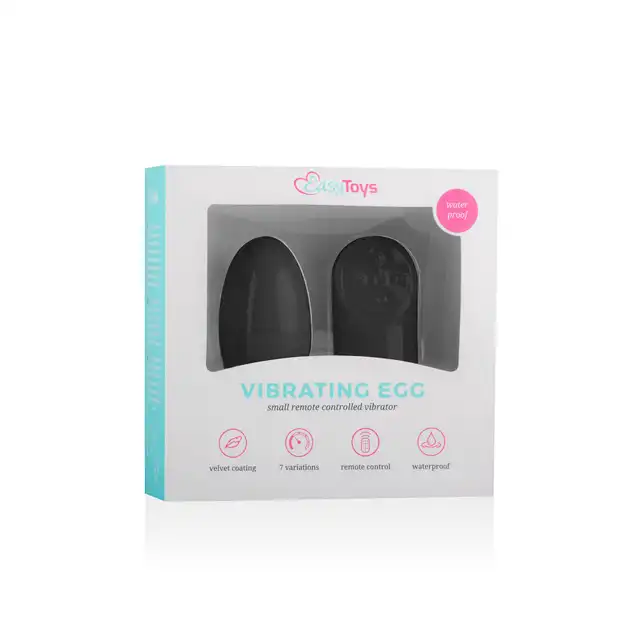 Easytoys - Remote Control Vibrating Egg - Black. Elegancki zdalnie sterowane jajeczko. 7 programów