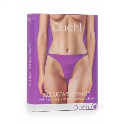 Ouch! - Adjustable Panty Purple. Fioletowe stringi z bulletem wibrującym