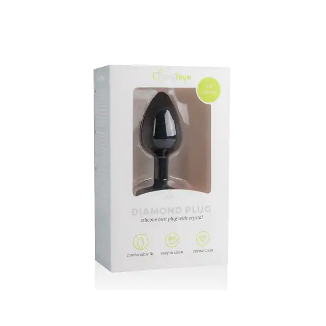 Easy Toys - Diamond Plug Small - Black. Mały, piękny, silikonowy korek analny z diemencikiem.