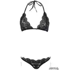 Leg Avenue - Bra, Cheekini &amp; Body Chain. Seksowny komplet koronkowej bielizny ze złotym łańcuchem. M/L