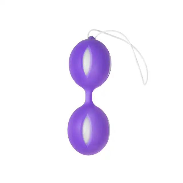 EasyToys - Wiggle Duo Kegel Ball - Purple/White. Kulki gejszy. Fioletowo białe. Z przeciwwagą.