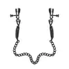 Fetish Fantasy Series - Adjustable Nipple Chain Clamps. Czarne klamerki na sutki z łańcuszkiem
