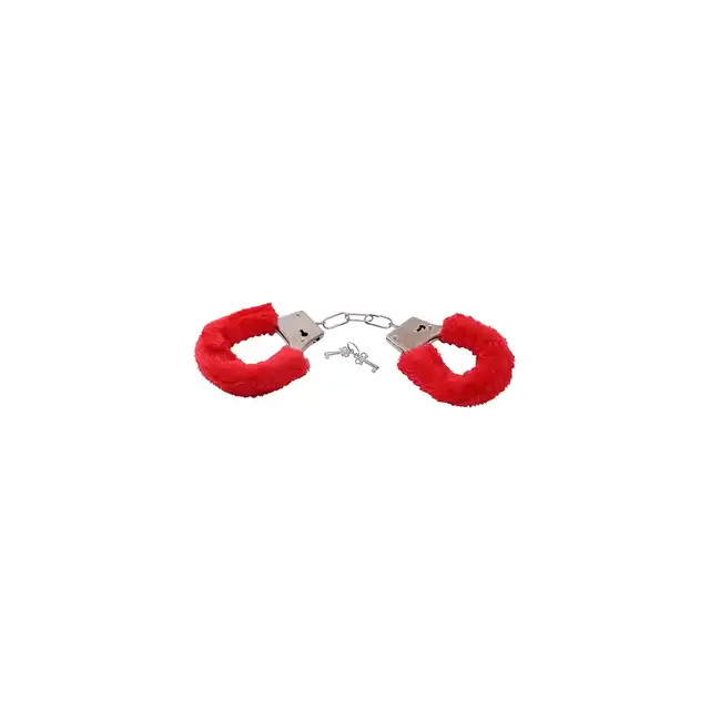 Toyz 4 Lovers - Furry Handcuffs Red. Kajdanki z futerkiem. Czerwone. 2 kluczyki. Seria Bestseller!