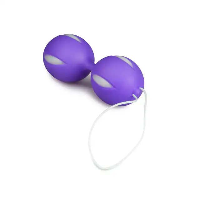 EasyToys - Wiggle Duo Kegel Ball - Purple/White. Kulki gejszy. Fioletowo białe. Z przeciwwagą.