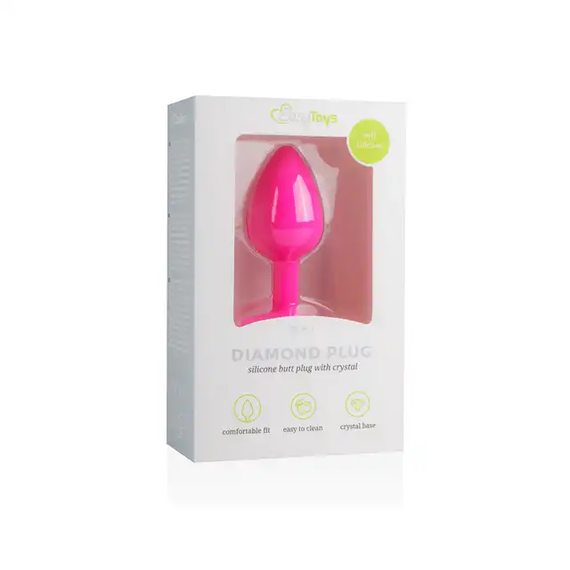 Easytoys - Diamond Plug Small - Pink. Mały korek analny różówy z diementem. Rozmiar S