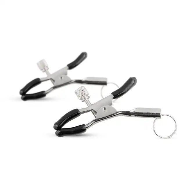 Easy Toys - Metal Nipple Clamps With Ring - Klipsy na sutki z kółkiem do łańcuszka.