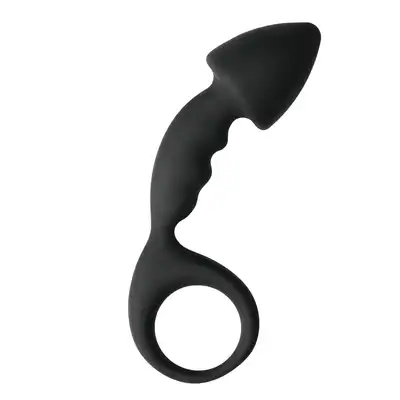 Easy Toys - Anal Invader Curved Plug Ring. Stymulator prostaty z ringiem na penisa. 