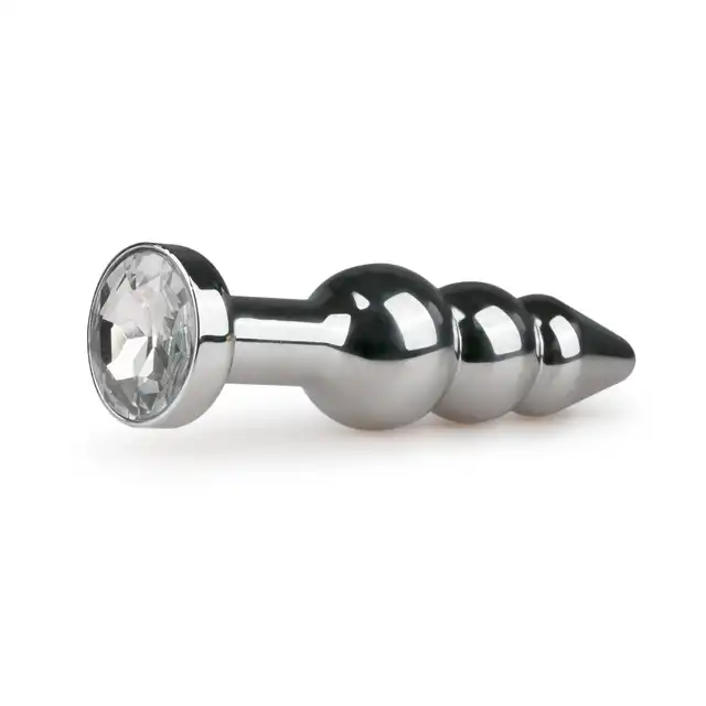 Easy Toys - Metal Butt Plug Triple. Potrójnie profilowana zatyczka z kryształkiem