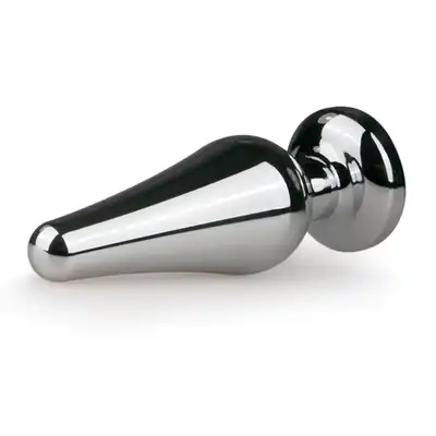 Easy Toys - Metal Butt Plug 11 Sil/Clear. Podłużna wtyczka analna z kryształkiem. 